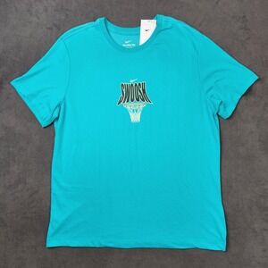 Nike Dri-FIT Basketball Shirt Men XL Dusty Cactus Green Spell Out Swoosh Graphic